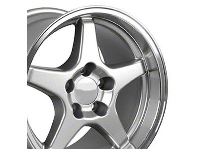 CV01 Silver with Machined Lip Wheel; Rear Only; 17x11; 50mm Offset (88-96 Corvette C4)