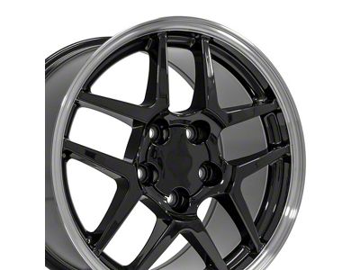 CV04 Black with Machined Lip Wheel; 17x9.5; 54mm Offset (88-96 Corvette C4)