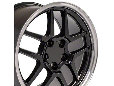 CV04 Black with Machined Lip Wheel; Rear Only; 18x10.5; 56mm Offset (88-96 Corvette C4)