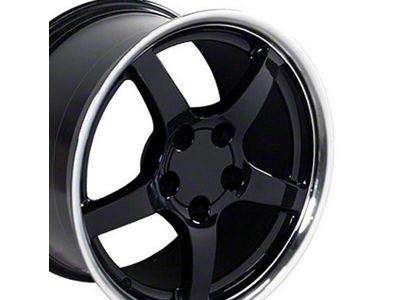 CV05 Black with Machined Lip Wheel; 17x9.5; 54mm Offset (88-96 Corvette C4)