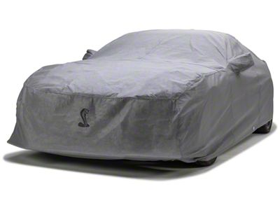 Covercraft Custom Car Covers 5-Layer Indoor Car Cover with Black Mustang Cobra Logo and without Mirror Pockets (65-68 Mustang Fastback, Excluding GT350 & GT500)