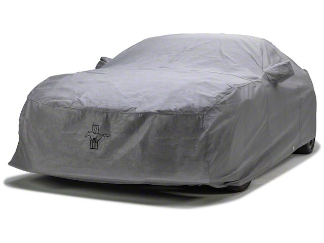 Covercraft Custom Car Covers 5-Layer Indoor Car Cover with Black Mustang Tri-Bar Logo and without Mirror Pockets (71-73 Mustang Coupe, Convertible)