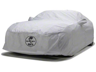 Covercraft Custom Car Covers 5-Layer Softback All Climate Car Cover with 2 Mirror Pockets and Shelby Snake Medallion Logo; Gray (67-68 Mustang GT500 Coupe)