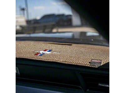 Covercraft Ltd Edition Custom Dash Cover with Mustang Tri-Bar Logo; Beige (69-70 Mustang w/ A/C)