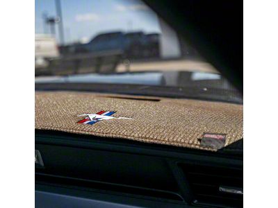 Covercraft Ltd Edition Custom Dash Cover with Mustang Tri-Bar Logo; Beige (64-65 Mustang Excluding GT350)