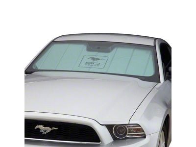 Covercraft UVS100 Heat Shield Custom Sunscreen with Mustang 50 Years Logo; Silver (65-70 Mustang Coupe, Fastback, Sportsroof, Excluding GT350 & GT500)