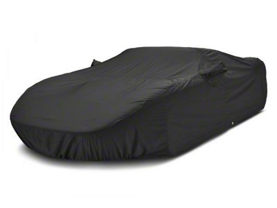 Covercraft Custom Car Covers WeatherShield HP Car Cover with Black Mustang 50 Years Logo and without Mirror Pockets; Black (71-73 Mustang Coupe, Convertible)