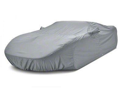 Covercraft Custom Car Covers WeatherShield HP Car Cover with 1 Mirror Pocket and Black Mustang Tri-Bar Logo; Gray (66-68 Mustang GT350 Fastback, GT500 Fastback)
