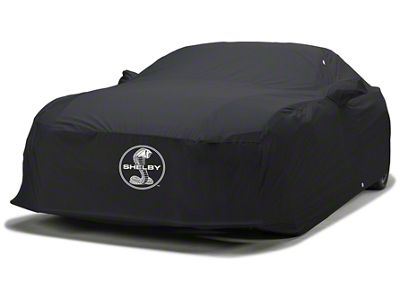 Covercraft Custom Car Covers WeatherShield HP Car Cover with 1 Mirror Pocket and Black Shelby Snake Medallion Logo; Black (66-68 Mustang GT350 Fastback, GT500 Fastback)