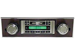 Custom Autosound Camaro AM / FM Stereo Radio, USA-230, With Walnut Bezel 1967-1968