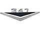 Custom Fender Emblem, 347, Mimics Original 289 V-Shaped Emblem, Black-and-Chrome