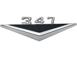 Custom Fender Emblem, 347, Mimics Original 289 V-Shaped Emblem, Black-and-Chrome