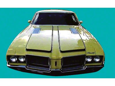 W-29 Non-Air Induction Hood U-Stripes; Stencil (71-72 442, Cutlass)