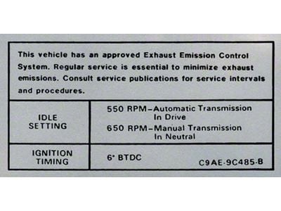 Decal - Emission - 302 & 351 - 4 BBL - Automatic & Manual Transmission