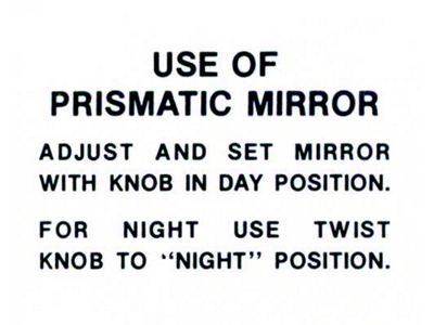 Decal - Prismatic Mirror Instruction - Fairlane