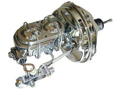 Delco Style Single Diaphragm Disc/Drum Power Brake Booster Conversion Kit; 11-Inch; Chrome (64-72 GTO, LeMans, Tempest)