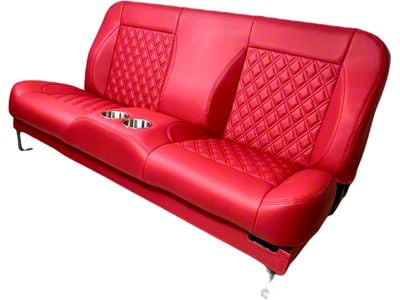 Distinctive Industries Custom CTX-60 Diamond Inserts Full Backrest 60-Inch Bench Seat with Cupholders; Red with Black Stitch (60-87 C10, C15, C20, K10, K15, K20)