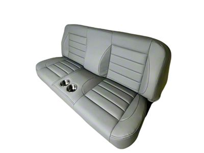 Distinctive Industries Custom CTX-60 Horizontal Inserts Full Backrest 60-Inch Bench Seat with Cupholders; Blue with White Stitch (60-87 C10, C15, C20, K10, K15, K20)