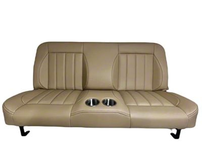 Distinctive Industries Custom CTX-60 Vertical Inserts Full Backrest 60-Inch Bench Seat with Cupholders; Tan with Black Stitch (60-87 C10, C15, C20, K10, K15, K20)