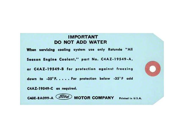 Do Not Add Water Tag