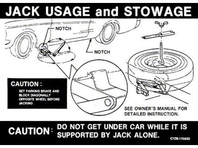 Early 1967 Mustang Jack Instruction Decal