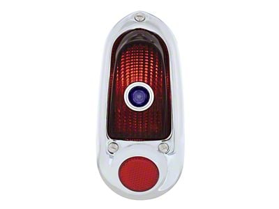 12-Volt Tail Light with Blue Dot; Stainless Steel Housing; Red Lens; Passenger Side (49-50 Fleetline, Styleline Deluxe, Styleline Special)