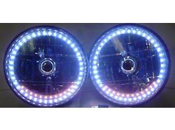 7 Round White Diamond White Halo Headlight W/Signal