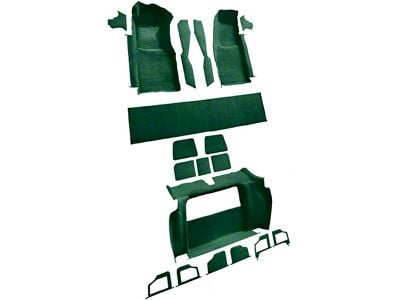 Complete Cutpile Molded Carpet; Dark Green (78-79 Corvette C3 w/ 3-Compartment Doors)