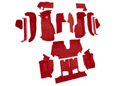 Complete Cutpile Molded Carpet with Heel Pad; Flame Red (90-93 Corvette C4 Convertible w/ 2 Door Latches)