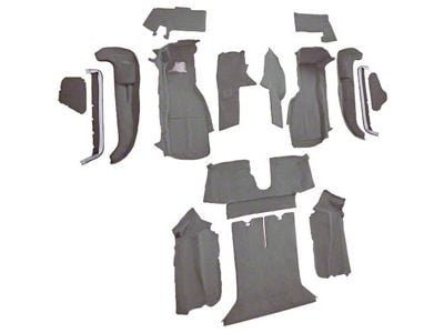 Complete Cutpile Molded Carpet with Heel Pad; Medium Gray/Pewter (90-93 Corvette C4 Coupe w/ 2 Door Latches)