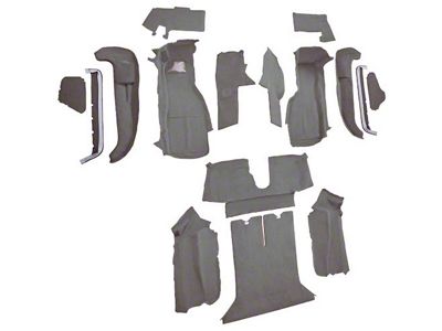 Complete Cutpile Molded Carpet; Medium Gray/Pewter (90-93 Corvette C4 Coupe w/ 2 Door Latches)