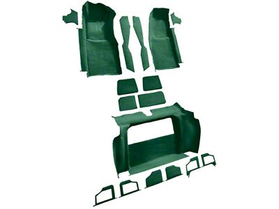 Complete Cutpile Molded Carpet without Door Panels; Dark Green (79-80 Corvette C3 w/ 2-Compartment Doors)