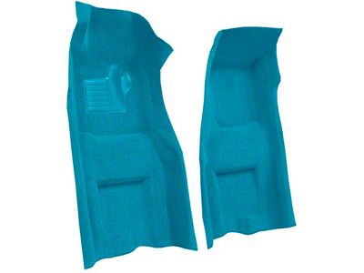 Front Loop Molded Carpet with Heel Pad; Medium Blue (1969 Corvette C3 w/ Manual Transmission)