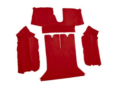 Rear Cutpile Molded Carpet with Heel Pad; Flame Red (90-93 Corvette C4 Coupe w/ 2 Door Latches)