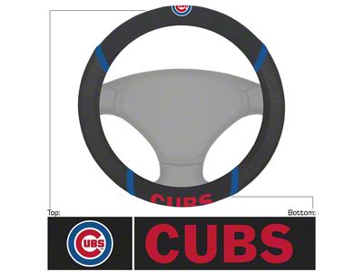 Steering Wheel Cover with Chicago Cubs Logo; Black (Universal; Some Adaptation May Be Required)