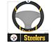 Steering Wheel Cover with Pittsburgh Steelers Logo; Black (Universal; Some Adaptation May Be Required)