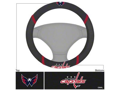 Steering Wheel Cover with Washington Capitals Eagle Logo; Black (Universal; Some Adaptation May Be Required)