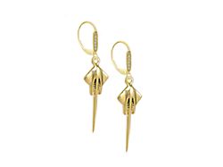 C7 Stingray Leverback Earrings; 14K Yellow Gold