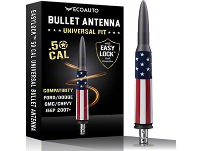 EcoAuto Easylock Bullet Antenna; American Flag (88-00 C1500, C2500, C3500, K1500, K2500, K3500)