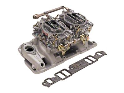 Edelbrock Performer RPM Dual Quad Air-Gap Manifold and AVS2 Carburetor Kit; 500 CFM; Satin Finish (67-86 Small Block V8 Camaro)