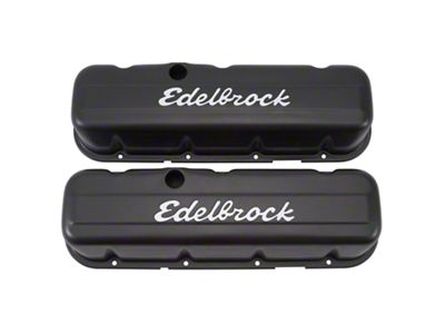 Edelbrock Signature Series Black Valve Cover; Tall; Black (67-72 Big Block V8 Camaro)