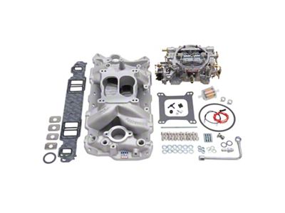 Edelbrock Performer Air-Gap Intake Manifold and AVS2 Carburetor Kit; 650 CFM; Satin Finish (57-86 Small Block V8 Corvette C1, C2 & C3)