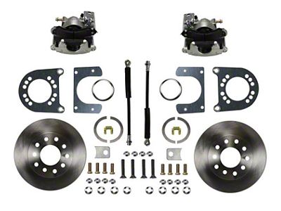 LEED Brakes Rear Disc Brake Conversion Kit with Vented Rotors for Ford 9-Inch Large Bearing Rear Axles; Zinc Plated Calipers (57-70 Fairlane; 68-72 Montego; 68-76 Torino)