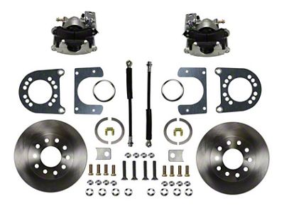 LEED Brakes Rear Disc Brake Conversion Kit with Vented Rotors for Ford 9-Inch Large Bearing Rear Axles; Zinc Plated Calipers (64-73 Mustang)