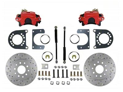 LEED Brakes Rear Disc Brake Conversion Kit with MaxGrip XDS Rotors; Red Calipers (59-60 El Camino)