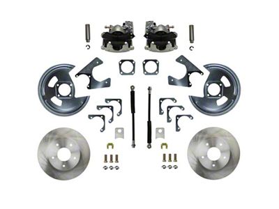 LEED Brakes Rear Disc Brake Conversion Kit with Vented Rotors; Zinc Plated Calipers (64-72 GTO, Lemans, Tempest)