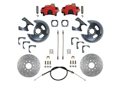 LEED Brakes Rear Disc Brake Conversion Kit with MaxGrip XDS Rotors; Red Calipers (67-79 Nova)