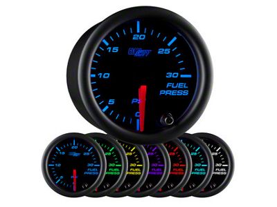 30 PSI Fuel Pressure Gauge; Black 7 Color (Universal; Some Adaptation May Be Required)