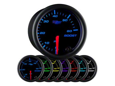 60 PSI Boost Gauge; Black 7 Color (Universal; Some Adaptation May Be Required)