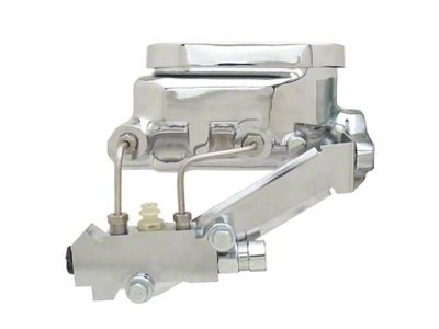 Flat Top Master Cylinder with Left Mount Disc/Drum Proportioning Valve; Chrome (64-72 442, Cutlass, F85, Vista Cruiser)